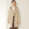 Cárdigan de Cachemira con Combinación de Colores Otoño e Invierno para Mujer con Capucha Suéter Holgado Grueso Abrigo Exterior de Lana Tejida Trendy
