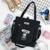 Bolsa de Lona Bolsa Transversal Feminina Bolsa de Ombro de Grande Capacidade Bolsa Multifuncional para Estudo e Tutoria Estilo Coreano Simples Mochila Bolsa de Estudante
