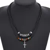 Nuevos Accesorios de Moda Europeos y Americanos, Collar de Cuero Trenzado de Aleación Multicapa Sencillo y Elegante