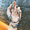 Linda cadena doble de cristal degradado cielo estrellado lámina de oro con cuentas cadena para teléfono móvil llavero bolso accesorios exquisitos regalo al por mayor