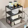Estante de almacenamiento para encimera de cocina, soporte para ollas extensible, estante de almacenamiento multifuncional para microondas y olla arrocera para el hogar