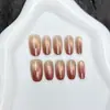 Puntas de uñas tipo ojo de gato color granada, alta gama, ojo de gato ovalado mediano-largo, todos los tamaños disponibles, uñas ovaladas ponibles