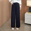 Pantalones Casuales de Pierna Ancha con Drapado Adelgazante de Cintura Alta para Mujer, Versátiles, Rectos, Sueltos, Personalizados de Otoño