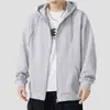 Moletom Cardigan com Forro de Lã para Homem, Jaqueta de Outono Marca Tendência Estilo Americano, Casaco com Capuz Espesso para Homem