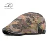 Estilo Nuevo de Primavera Gorra de Visera Delantera para Mujer Boina Camuflaje Estampada Retro Británica Gorra de Periódico Versátil para Jóvenes