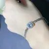 Atacado de fábrica explosões pulseira natural aquamarini prata S925 incrustada pedra principal 5x 7 venda quente Europa e Estados Unidos uma geração de cabelo
