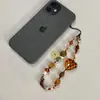 Caramelo Duro Ámbar Atmósfera Maillard Amor Leopardo Cadena para Teléfono Móvil con Cuentas Cuerda para Muñeca Cámara CCD Retro Portátil de Moda