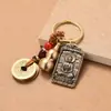 Chaveiro Retangular de Latão Novo Oito Patrono Saint Benmingfo Zodiac Zodiac Um Zumbido