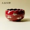 Tazón de Cerámica Original de Gama Alta con Motivo de Ciervo y Transformación de Esmalte, Adecuado para Infusión Seca, Recipiente para Residuos de Té y Accesorios para Ceremonia del Té