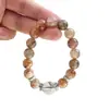 Pulsera Xirui Negra Dorada Natural de un Solo Círculo Regalo Personalizado Diseño de Nicho Joyería DIY Pulsera de Cristal Blanco para Mujer