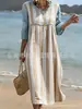 2026 Nuevo Vestido Casual de Moda Transfronterizo de Manga Corta con Cuello Redondo y Patchwork para Mujer, Vestido de Verano