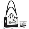 Bolsa de Lona Exclusiva Transfronteriza para Novia, Bolso de Mano para Almacenamiento de Fiesta de Bodas + Set de Dos Piezas con Neceser
