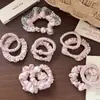 Scrunchie de cetim plissado para mulheres, elástico de cabelo de pérola de alta qualidade estilo coreano, elástico para coque, acessório de cabelo