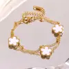 Pulseira de aço titânio Griz não desbota, vendida em alta no exterior, para mulheres, pulseira de trevo de quatro folhas, estilo Ins, personalidade, galvanização a vácuo 18K