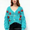 Suéter Retro Dulce de Fresa Otoño e Invierno Nuevo Transfronterizo Estilo Holgado Perezoso Cárdigan Tejido Chaqueta de Amazon para Mujer