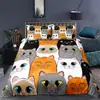 Conjunto de três peças de capa de gato de desenho animado com impressão digital para cama, comércio exterior Amazon Europa e Estados Unidos, vendendo por mapa