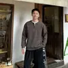 Moletom de inverno de duas peças com meio zíper e gola redonda para homens, moderno e versátil, modelador, folgado e casual