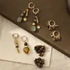 Pendientes Largos Estilo Étnico Retro Amber Streamer Piedra Natural Pendientes de Diseño Nicho Colección de Pendientes Pendientes Coloridos