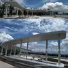 Pérgola de paisajismo personalizada de fibra de vidrio para exteriores, pabellón iluminado, pabellón moderno de jardín municipal público, área de descanso pública