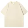Camiseta de Algodón de Fibra Larga de Xinjiang, Tres Agujas, 520g, Peso Pesado, Estilo Americano, Algodón Puro, Unisex, Manga Corta, Transpirable, Casual, Color Sólido, Camiseta Gruesa