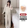 Pijama para mujer, estilo primavera y otoño, manga larga, nuevo modelo 2025, cárdigan de encaje de moda con cuello redondo y volantes, ropa de casa