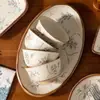 Dropshipping Nuevo Estilo Chino Juego de Cerámica al por Mayor Tazones y Platos Retro de Alto Valor Color Bajo Esmalte Tazones de Arroz y Platos Vajilla