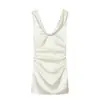 Venta Caliente Transfronteriza de Aliexpress, Nuevo Producto Primavera 2026, Vestido Mini de Satén de Seda Plisado Elegante y Estiloso 2772341