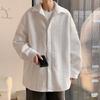 Camisa de Manga Larga tipo Waffle para Hombre, Primavera y Otoño, Casual, Holgada, Blanca, Marca de Moda de Hong Kong, Chaqueta Elegante y Atractiva