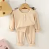Pijama de Manga Larga para Hombre y Niño Otoño e Invierno Bebé Coral Fleece Top y Pantalones de Otoño Conjunto de Ropa Interior Cálida para Niños Pequeños al por Mayor
