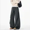 Pantalones de chándal plisados de pierna curva estilo americano, pantalones casuales de retazos deconstruidos para hombre de otoño, pantalones deportivos holgados de pierna ancha para hombre
