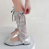 Calcetines Verticales con Lazo de Cinta Blanca Calcetines para Pantorrilla Manga Protectora Solar para Mujer Calcetines para Apilar Primavera Doble Propósito JK Universitario
