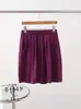 Nova saia-calça curta de sarja de algodão lisa de cor sólida para mulheres, cintura elástica, peça externa casual, shorts de trabalho com bolso