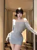 Lencería Tiffy Tallas Grandes Sexy Puro Deseo Top Tubo Hombros Descubiertos Vestido Ajustado Transparente Vestido Sedcutor Sin Espalda Ropa de Noche