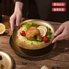 Lujo Ligero Retro Placa de Acero Inoxidable 304 Placa Dorado Nieve Disco Dorado Plato Plano Bandeja Estilo Industrial Plato de Cena de Alto Valor