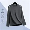 Camiseta masculina de manga comprida, camada interna de outono masculina, camiseta básica solta e elástica, camiseta masculina estampada estilo coreano ins