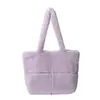 Bolsa de Peluche Otoño Invierno Nueva Cuadros Granulado Lana de Cordero Bolso de Hombro Cruzado Estilo Coreano Gran Capacidad Tote Bolsa Peluda