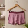 Calzoncillos Bóxer de Modal para Hombre Personalización Cintura Media Cinturilla Contrastante Transpirable Pantalones de Cuatro Esquinas Antibacterianos Color Sólido Aberturas Cortas en las Piernas