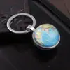 Chaveiro pingente padrão globo terrestre pedra preciosa do tempo pingente criativo bola de cristal de vidro acessório de chaveiro