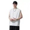 Novo colete branco da moda estilo americano para homens, esportivo de secagem rápida sem mangas de verão, roupas masculinas largas e oversized