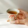 Taza de Té de Florero Alto con Flor de Loto Pintada a Mano con Esmalte Caramelo, Taza de Té para el Hogar, Juego de Té Kung Fu, Taza Individual Antigua