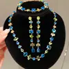 ¡Lujo europeo y americano! Collar de flor de circón de colores con gota de agua, cadena para clavícula de estilo court vintage, joyería de lujo ligero de alta gama