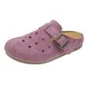 Zapatos Birkenstock de Suela Gruesa Zapatillas de Media Puntera Baotou Zapatos de Mujer para Exterior 2025 Nuevo Primavera & Otoño Zapatillas Retro de Agujero en la Pared para Mujer