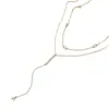 Joyería Transfronteriza Europea y Americana, Elegante Collar Largo con Borla de Pedrería en Forma de Y, Cadena Elegante Apilada para Clavícula de Mujer