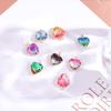 Acessórios de Joias Coloridos Zircônia Banhado a Ouro Moda Cristal Gradiente Coração Pingente Brincos Ins Femininos Pulseira de Turmalina