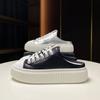 Estilo Europeo 2026 Otoño Nuevos Mocasines de Media Piel Genuina Versátiles Zapatos Cerrados con Cordones Casuales para Mujer Sandalias de Moda