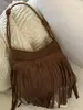 Bolso Vintage con Flecos para Mujer 2026 Otoño Nuevo de Moda Bolso de Hombro de Gamuza Bolso Cruzado para el Trabajo