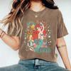 Comércio Exterior Verão Feminino Estilo Americano Retrô Street Pesado Padrão Sereia Algodão Puro Lavado Velho Camiseta para Homens e Mulheres