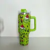 Copo de Carro Halloween 40oz Copo Térmico Stanley Copo de Gelo Copo com Alça Copo de Água 5D Grinch Copo com Canudo