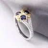 Huajie desejo AliExpress moda personalidade prata 925 Safira Anel feminino romântico de duas cores outlet de fábrica