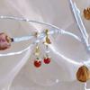 Aretes Largos Asimétricos Versátiles Dulces Rojos con Perlas Nuevo Estilo Chino Estilo Antiguo Hanfu